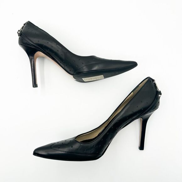 Gucci Interlocking GG Pointed Toe Black Leather Heels Pumps Size 8.5 - Picture 9 of 16